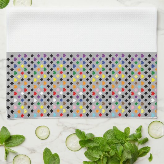 Rainbow Hearts Theedoek (Gevouwen)