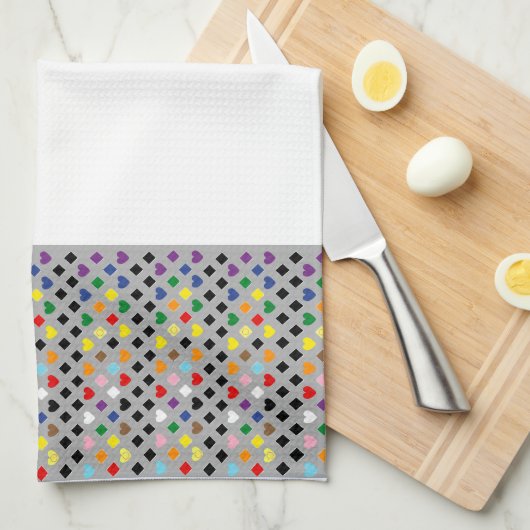 Rainbow Hearts Theedoek (Quarter Fold)