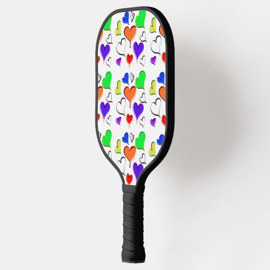 Rainbow Hearts Two Sided Monogram Pickleball Paddle (Links)