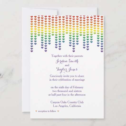 Rainbow Hearts Uitnodiging (Voorkant)