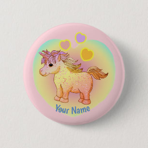 Rainbow Hearts Unicorn pin Ronde Button 5,7 Cm