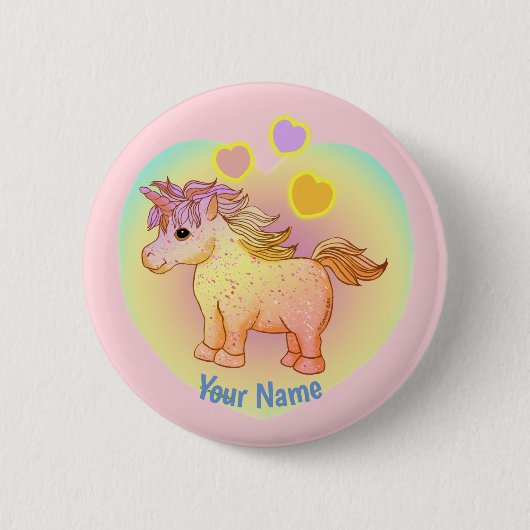 Rainbow Hearts Unicorn pin Ronde Button 5,7 Cm (Voorkant)