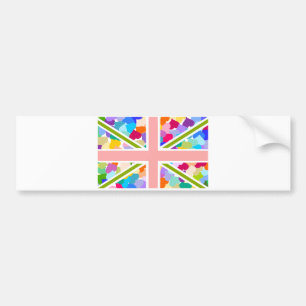 Rainbow Hearts Union Jack Bumpersticker