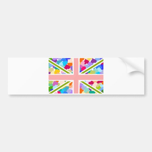 Rainbow Hearts Union Jack Bumpersticker (Voorkant)