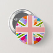 Rainbow Hearts Union Jack Ronde Button 5,7 Cm (Voorkant /achterkant)