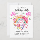 Rainbow Hearts Vlinders Verjaardag Kaart (Voorkant)