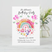 Rainbow Hearts Vlinders Verjaardag Kaart (Staand voorkant)