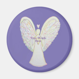 Rainbow Hearts White Angel Art Magnet