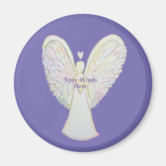 Rainbow Hearts White Angel Art Magnet (Voorkant)