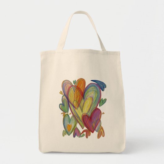 Rainbow Hearts Word Art Inspirerend Canvas tas (Voorkant)