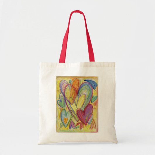 Rainbow Hearts Word Art Inspirerend Canvas tassen (Voorkant)