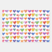 Rainbow Hearts Wrapping Paper Flat Sheet Set van 3 (Voorkant 3)