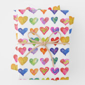 Rainbow Hearts Wrapping Paper Flat Sheet Set van 3 (In situ)
