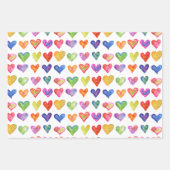 Rainbow Hearts Wrapping Paper Flat Sheet Set van 3 (Voorkant)