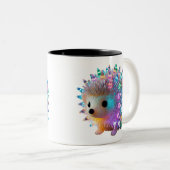 Rainbow Hedgehog Delight Tweekleurige Koffiemok (Voorkant rechts)