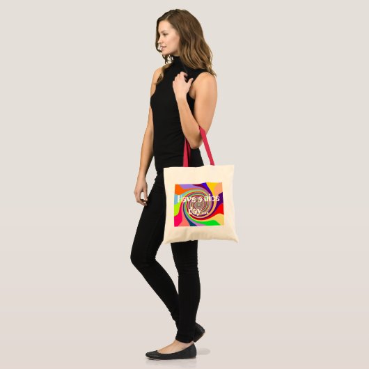Rainbow heeft een fijne dag psychedelische wervelk tote bag (Voorkant (model))