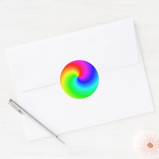 Rainbow heldere wervelingen ronde sticker (Envelop)