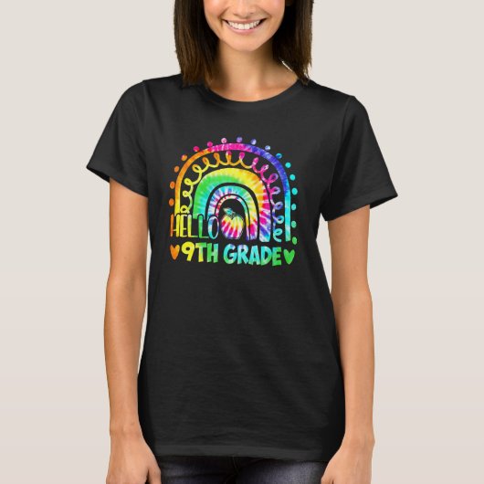 Rainbow Hello 9th Ninth Grade Back To School Teach T-shirt (Voorkant)