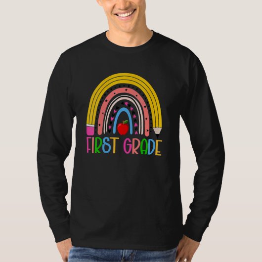 Rainbow Hello First 1st Grade Teacher First Day Of T-shirt (Voorkant)