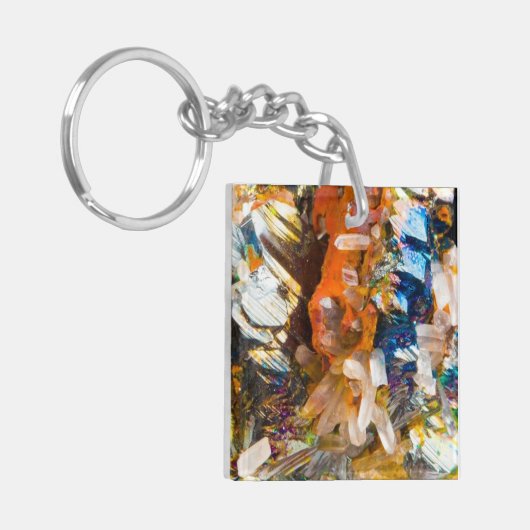 Rainbow Hematiet Crystal Sleutelhanger (Voorkant Links)