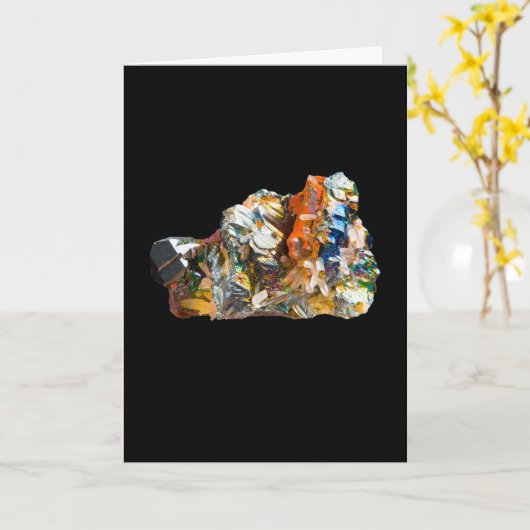 Rainbow Hematite Crystal Eigen Tekst Kaart toevoeg (Gele Bloem)