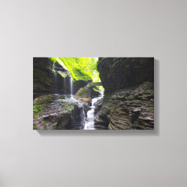 Rainbow-Herfsten en cascade, Watkins Glen, New Yor Canvas Afdruk