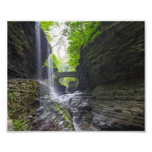Rainbow-Herfsten en cascade, Watkins Glen, New Yor Foto Afdruk (Voorkant)