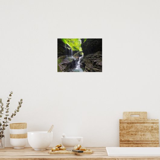 Rainbow-Herfsten en cascade, Watkins Glen, New Yor Poster (Keuken)