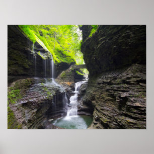 Rainbow-Herfsten en cascade, Watkins Glen, New Yor Poster