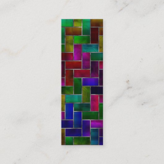 Rainbow Herringbone Brick Glas in lood Window Mini Visitekaartje (Voorkant)