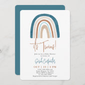 Rainbow het is Twins Baby shower Boy nodiging Kaart (Voorkant / Achterkant)