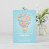 Rainbow Hete Luchtballon Baby Douche Uitnodigingen (Staand voorkant)