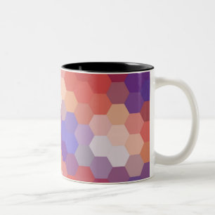 Rainbow Hexagon Chevron Pattern 3 Tweekleurige Koffiemok