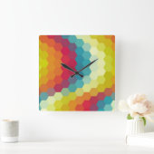 Rainbow Hexagon Chevron Pattern Vierkante Klok (Huis)