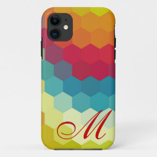 Rainbow Hexagon Pattern en Monogram 2 iPhone 11 Hoesje