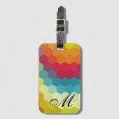 Rainbow Hexagon Pattern Monogram Bagagelabel (Voorkant (verticaal))