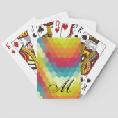 Rainbow Hexagon Pattern Monogram Pokerkaarten (Achterkant)
