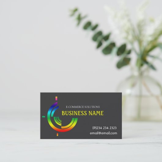 Rainbow Hi-Tech Tri Company Logo Branding Visitekaartje (Staand voorkant)