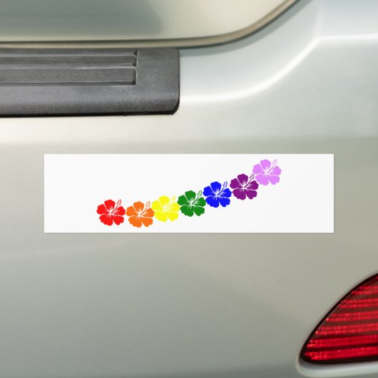 Rainbow hibiscus lei design bumpersticker (Op auto)