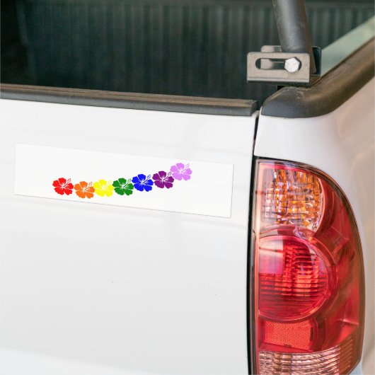 Rainbow hibiscus lei design bumpersticker (Op Truck)