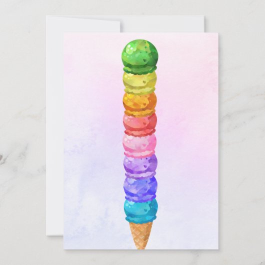 Rainbow Hier is het Scoop Ice Cream Girl Birthday Kaart (Achterkant)
