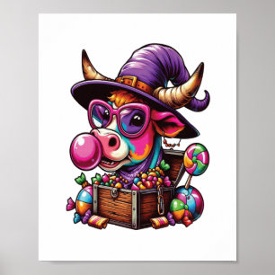 Rainbow Highland Koe Halloween Poster