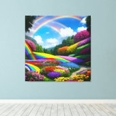 Rainbow Hills and Flowers Two Canvas Afdruk (Insitu (Houten vloer))