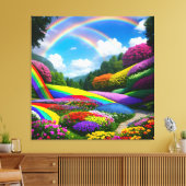 Rainbow Hills and Flowers Two Canvas Afdruk (Insitu (Woonkamer))