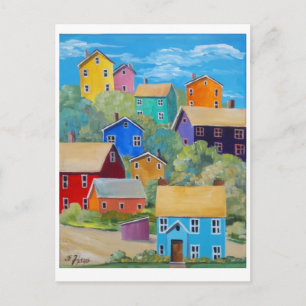 Rainbow Hillside Houses Briefkaart