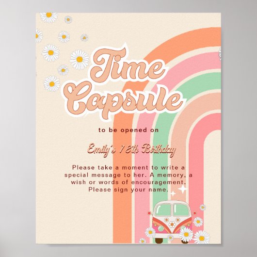 Rainbow Hippie 70's 1e verjaardag Time Capsule tek Poster (Voorkant)