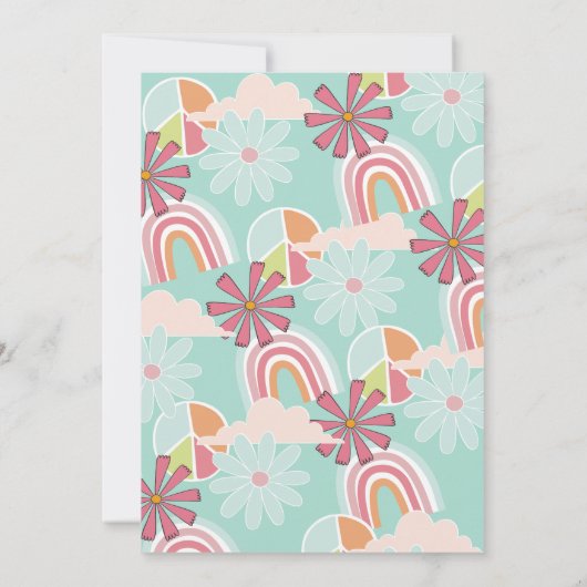 Rainbow Hippie Birthday Party Invitation Kaart (Achterkant)