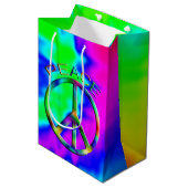 Rainbow Hippie Gift Bag Medium voor vredesgebaren Medium Cadeauzakje (Voorkant Gekanteld)