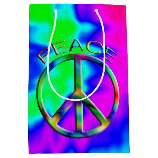 Rainbow Hippie Gift Bag Medium voor vredesgebaren Medium Cadeauzakje (Voorkant)