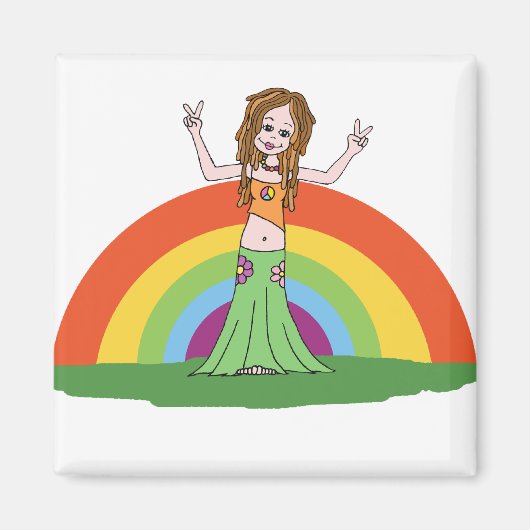 Rainbow Hippie Magnet (Voorkant)